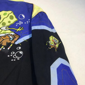 Chaqueta Varsity Vintage de Invierno para Hombre con Cuello Alto y Bordado, 100% Algodón Canvas, Impermeable, Resistente al Viento, Ecológica, SpongeBob Racing - Product Image 2