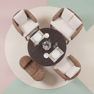 Modern Luxury Handwoven Rattan <b>Dining</b> <b>Chair</b> Polyester Cushion Waterproof Eco-Friendly for Outdoor Use Hotels Gardens Patios - Product Image 3