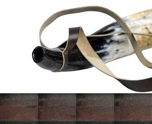 ILAHI's Eco-Friendly Polished Viking Blowing Horn Natural Shape Buffalo Horn Leather Straps Feng Shui Religious Style Uttar - Product Image 3