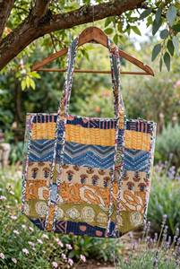The Moountain Boy Color Blocked <b>Patchwork</b> Tote <b>Bag</b> with Ethnic Print Design Street Style for Spring and Summer Use - Product Image 4