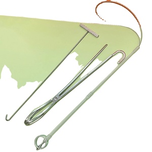 Kit de instrumentos quirúrgicos veterinarios de acero inoxidable Frazier, alicates de gancho J obstétrico para cría de cerdos, cuerda de distocia para cerdas, gancho en J - Product Image 3