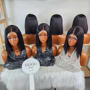 Perruques GUGU Hair en cheveux humains vietnamiens, double épaisseur, fermeture en dentelle 5x5, sans colle, ultra-lisses, 8 pouces - Product Image 4