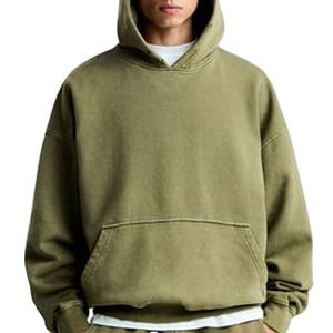 Sweat à capuche surdimensionné uni sans ficelle hiver coton polaire Style goutte épaule pull kangourou poche sweats à capuche - Product Image 1