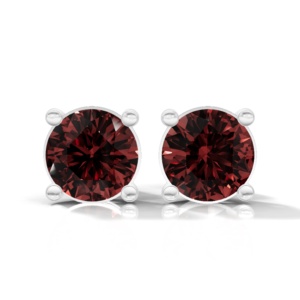 Natural Round Brilliant Cut Garnet <b>Stud</b> <b>Earrings</b> In 925 <b>Sterling</b> <b>Silver</b> Classic Women's Jewelry - Product Image 5