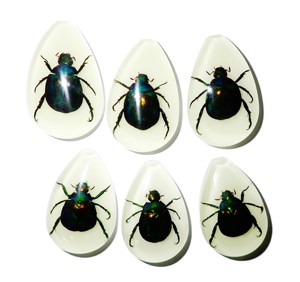 Cabochon en plastique de spécimen réel de Scarabée coloré, taille poire, 46x30 mm, fond plat, pour artisanat et fabrication de bijoux - Product Image 5