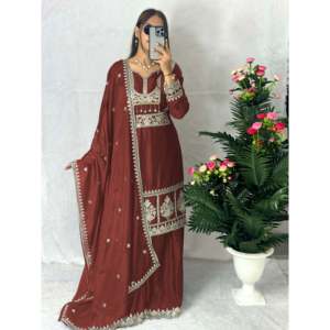 เสื้อดีไซเนอร์และชุดพลาซโซพร้อม dupatta แฟนซี - Product Image 2