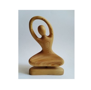 Escultura de Yoga de Madera con Acabado Natural para Decoración del Hogar Hecha a Mano y Pieza Decorativa Artística Inspirada en la Meditación - Product Image 1