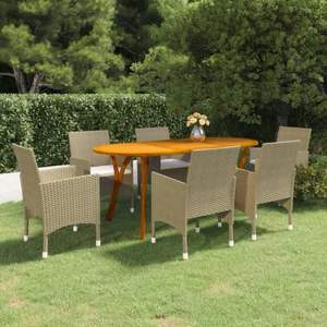 Juego de Comedor Beige y Blanco Crema para Jardín, para Entretenimiento al Aire Libre - Product Image 1