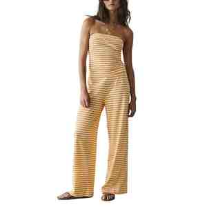 Hot Selling Women Striped Tube Top And Wide Leg Pants <b>Set</b> Casual Sleeveless Crop Top Breathable Knitted Cotton 2Piece Women <b>Set</b> - Product Image 3