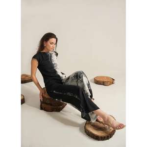 <b>Women</b> Black <b>White</b> Tie Dye Jumpsuit Sleeveless Straight Leg Designer Jumpsuit <b>For</b> Casual Party Wear - Product Image 4