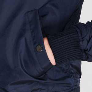 Chaqueta Bomber Azul Marino para Hombre, Cierre de Cremallera, Cuello Alto, Casual, Impermeable, Material de Nailon/Algodón, Ropa de Invierno - Product Image 4