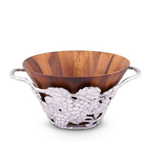 Rustic Wooden Serving <b>Bowl</b> <b>With</b> Metal <b>Handle</b> Round Shape Salad & <b>Soup</b> <b>Bowl</b> Tabletop Snacks & Food Serving <b>Bowls</b> - Product Image 2