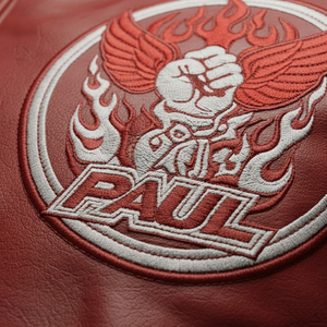 Blouson de motard en cuir rouge pour homme Paul Phoenix, style cosplay, avec broderie étoile et bandes de course, vente en gros, usine OEM - Product Image 6