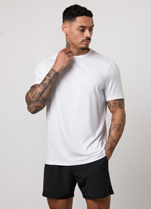 T-shirt décontracté uni en polyester/coton épais 200g avec col robuste et impression numérique pour homme - Product Image 5
