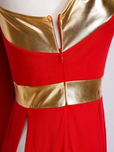 Robe de danse lyrique pour femmes, robe de prière, robe de danse de louange, robe tunique à fente métallique, costume de danse, spectacles, danse de salon, vêtements de danse latine - Product Image 4