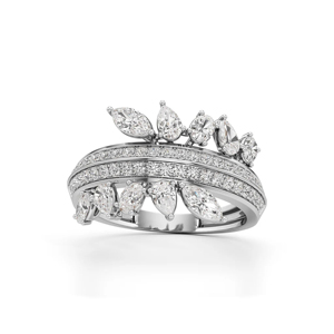 Oval Cut Diamond <b>Cocktail</b> <b>Ring</b> 18K Solid <b>Gold</b> Rhodium Plated Geometric Luxury Women's Engagement <b>Ring</b> - Product Image 1