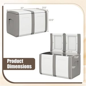 <b>Large</b> Outdoor 53-Gallon PP Deck <b>Storage</b> <b>Box</b> with <b>Lockable</b> Lid and Side Handles Gray-Waterproof - Product Image 5