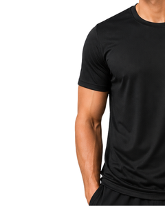 T-shirt de sport noir pour homme, respirant, séchage rapide, idéal pour la gym, la course, le fitness, l'athlétisme, en polyester, haut d'entraînement, style décontracté, coupe ajustée - Product Image 3