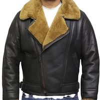 Veste aviateur B3 en cuir d'agneau véritable pour homme, noire, fermeture éclair croisée, veste de pilote RAF