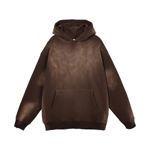 เสื้อฮู้ดดี้วินเทจทรงโอเวอร์ไซส์ ผ้าฟลีซคอตตอนย้อมสีแบบมิเนอรัลวอช แขนเสื้อแบบดรอปโชว์เดอร์ สไตล์สตรีทแวร์สำหรับผู้ชาย - Product Image 1