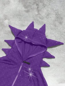 Sudadera con capucha morada con pedrería y cremallera para hombre, de algodón grueso, estilo urbano, transpirable, para invierno, de fábrica OEM - Product Image 5