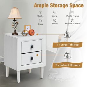 Comodino Multifunzionale in Stile Retrò con 2 Cassetti - Product Image 4