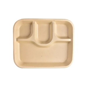 High Demand <b>Pulp</b> Moulded Disposable 4CP Meal Tray Eco Friendly Biodegradable Food Packaging Tray for Restaurant Catering - Product Image 4
