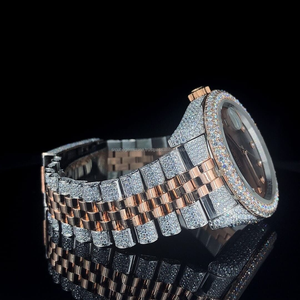 นาฬิกาควอตซ์ทำมือสไตล์ฮิปฮอป VVS Moissanite ประดับเพชรหรูหราแบบโบราณ - Product Image 3