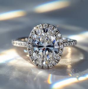 แหวนโอปอลไลน์ โมอิสซาไนต์ทรงวงรี ชุบทอง เงินแท้ 925 ดีไซน์คลาสสิก ประกายระยิบระยับ เหมาะสำหรับงานแต่งงานและงานหมั้น - Product Image 5