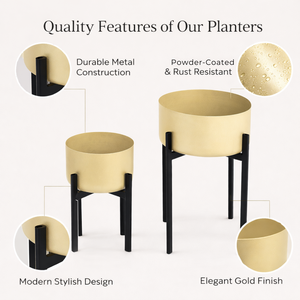 Soporte para Plantas de Exterior Grande de Acero Inoxidable con Acabado Dorado Estilo Art Deco, Duradero, Ligero, Resistente al Óxido, Ecológico, para Jardín y Hogar - Product Image 6