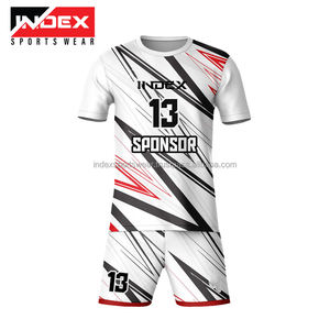 Ensemble de maillots de volley-ball unisexe blanc et bleu géométrique, col rond, manches courtes, impression sublimée, séchage rapide, uniforme sportif pour adulte - Product Image 6