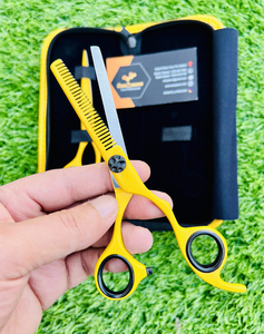 Professional 2Pcs <b>Barber</b> Hair Cutting Thinning Shears <b>Set</b> 6.5 Inch Sharp Gold Stainless Steel Salon Hairdressing Kit - Product Image 5