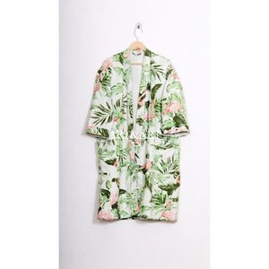 Indian Handmade Cotton Kantha Kimono Robe for Women & Men Summer Beach Wear Floral Design Quick Dry & Breathable Stylish Gift - Product Image 2