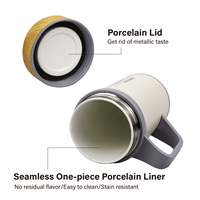 Thermos à double paroi en acier inoxydable moderne/classique de 16 oz/500 ml, avec revêtement en porcelaine, infuseur à thé, isotherme