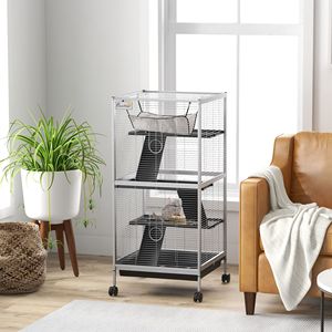 Metal Small Animal 4-Tier <b>Hammock</b> Cage Rolling Big Ferret Chinchilla Sugar Glider Cage with Removable Tray - Product Image 2