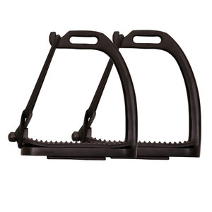Black Horse Riding Stirrups With Textured Tread And <b>Adjustable</b> <b>Straps</b> For Equestrian Use - Product Image 5