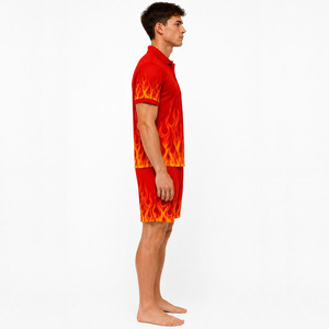 Ensemble polo et short de luxe pour homme, coton premium, confortable, tenue d'été deux pièces, logo personnalisé - Product Image 3