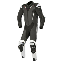 Combinaison de moto en cuir véritable intégral avec protection contre les chocs, coutures doubles renforcées, fermeture éclair durable