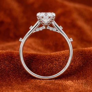 White Gold Polished Radiant <b>Solitaire</b> – Elegant Multi-Stone Accent Promise <b>Ring</b> Minimalist <b>Silver</b> Radiant Moissanite <b>Ring</b> - Product Image 3
