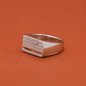 Cluster <b>Ring</b> 925 Sterling <b>Silver</b> Moissanite Diamond Look Signet <b>Ring</b> for <b>Men</b> - Product Image 2