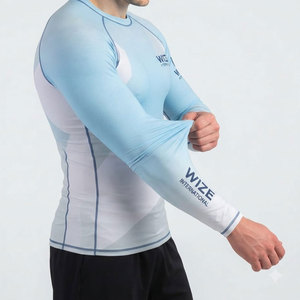 2026 <b>Men's</b> Full Sleeve Breathable Rash Guard <b>Shirts</b> Custom Color Digital Print Spandex/Polyester Fabric Outdoor <b>Compression</b> - Product Image 4