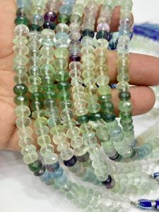 ลูกปัดพลอยรอนเดลล์ เกรด AAA ฟลูออไรต์สีเขียวธรรมชาติ ลูกปัดรอนเดลล์เจียระไน ขนาด 8 มม. ความยาว 8 นิ้ว - Product Image 3