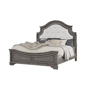 Letto Matrimoniale Grace in Stile Rustico Grigio, Design Tradizionale in Legno - Product Image 1