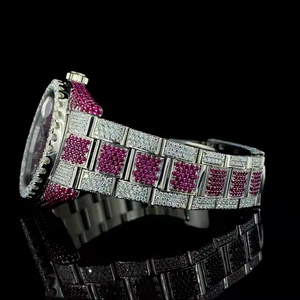 Reloj de Pulsera de Diamantes Moissanite Midnight Prestige para Hombre, Acabado Analógico de Moda Premium, Diamantes Moissanite Radiant Glacier - Product Image 3