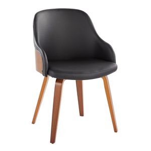 Chaise de salle à manger/de accent Bacci, style moderne du milieu du siècle, en bois de noyer et simili cuir noir - Product Image 1