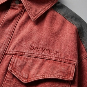 Veste en jean color block pour homme, personnalisée, à deux tons contrastés, style streetwear décontracté, manteau vintage délavé - Product Image 6