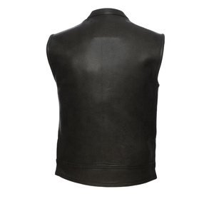 Gilet décontracté en cuir de vachette véritable pour hommes, veste classique sans manches en cuir doux et résistant à l'abrasion - Product Image 3