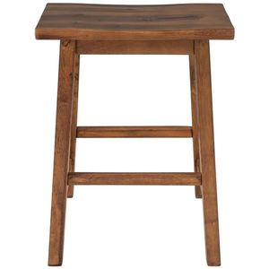 Farmhouse Rustic Walnut Wood Dining Chairs 2-Piece Counter Height Kitchen Stools for <b>Small</b> Spaces - Product Image 4
