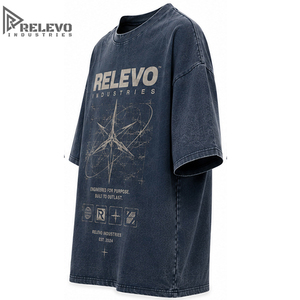 เสื้อยืดคอตตอนทรงหลวมโอเวอร์ไซส์ พิมพ์ลายตัวอักษรด้านหน้า น้ำหนัก 220 กรัม รุ่นพรีเมียมสำหรับผู้ชาย แขนเสื้อแบบดรอปโชว์เดอร์ - Product Image 3