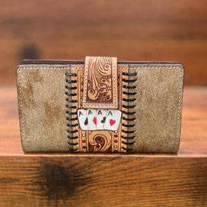 Porte-monnaie sculpté usiné à la main nouveauté pochette étui de téléphone élégant portefeuille en cuir de fourrure de vachette multi-usages portefeuilles en cuir occidental - Product Image 2